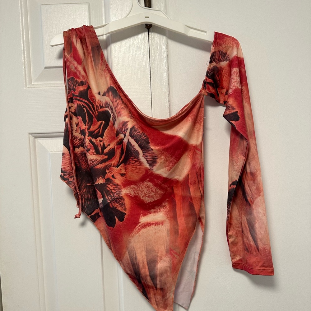 Jaded London Red Floral Long Sleeve Top
